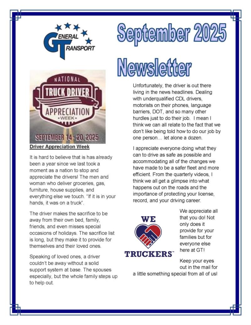 General Transport September 2025 Newsletter